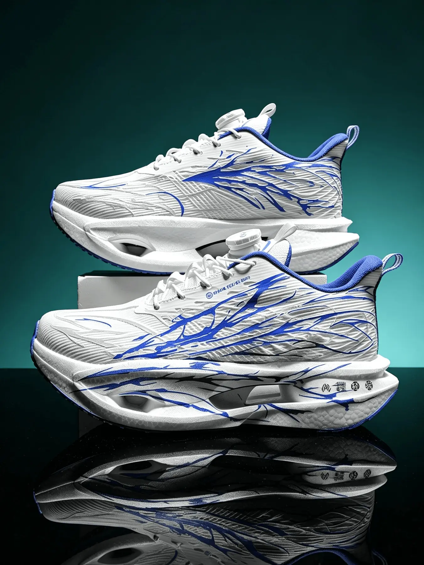 1 Pair Men Rotary Knob Running Shoes Tech Dynamic Sport Style Jacquard Mesh Upper Breathable Hollow Cushion Thick Sole Non Slip Wear Resistant For Road Jogging Daily Outing Cushioned Running Shoes
