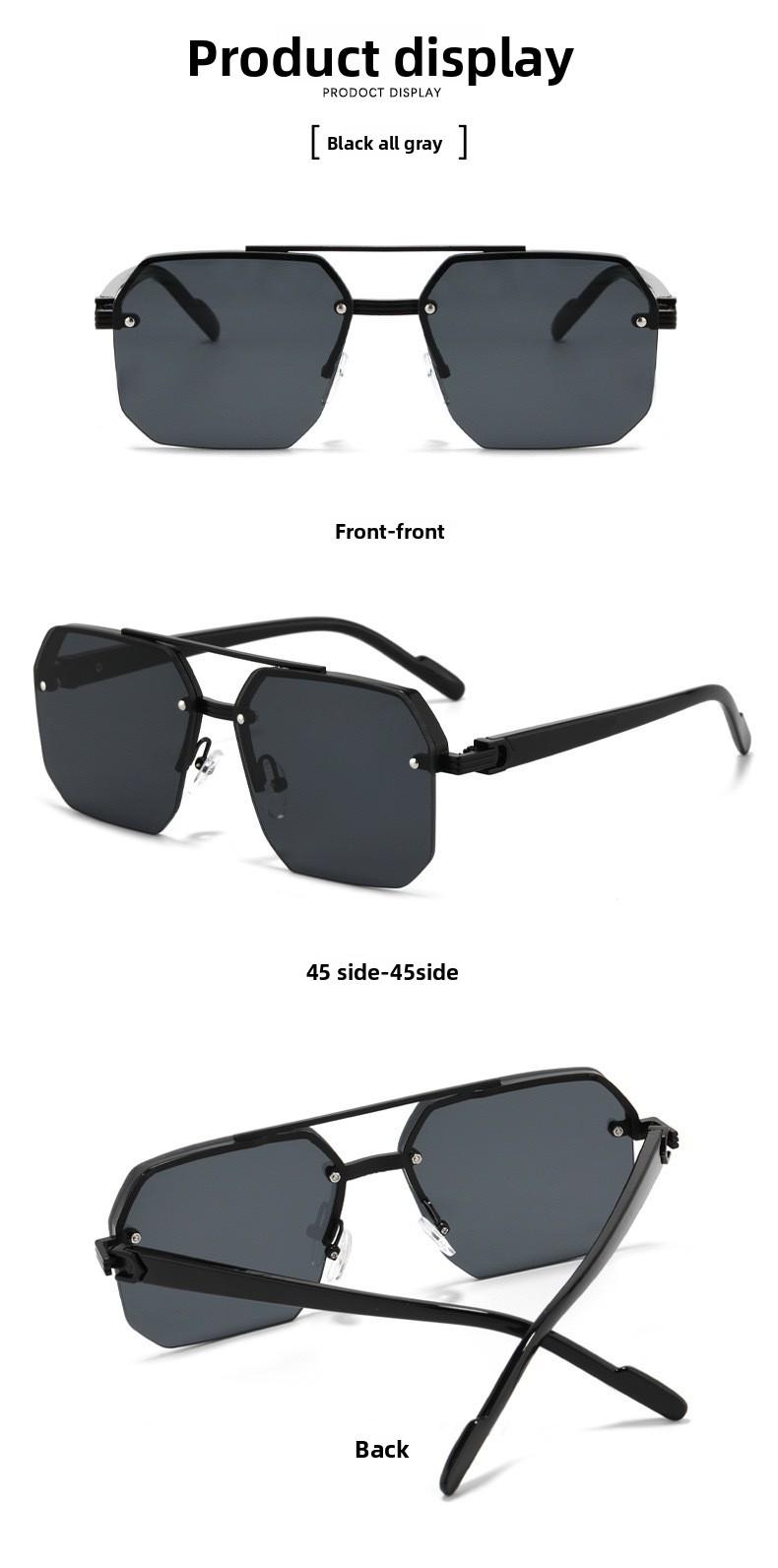 Large-face slimming high-end half-frame sunglasses for men, UV protection, new model for driving
