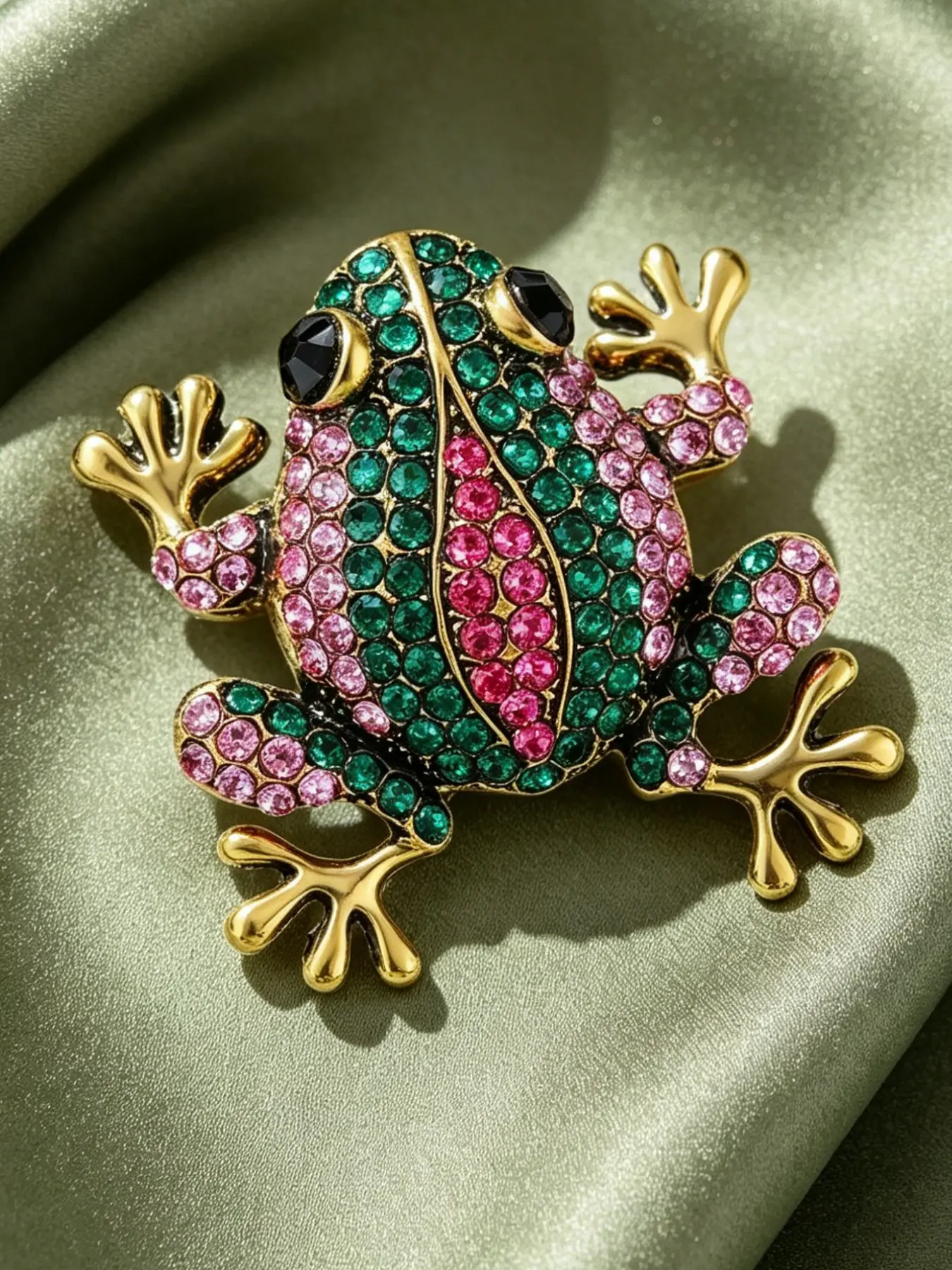 1 piece fashionable creative colorful rhinestone frog brooch, a stylish accessory for socialite evening parties, Fashion Lapel Pin