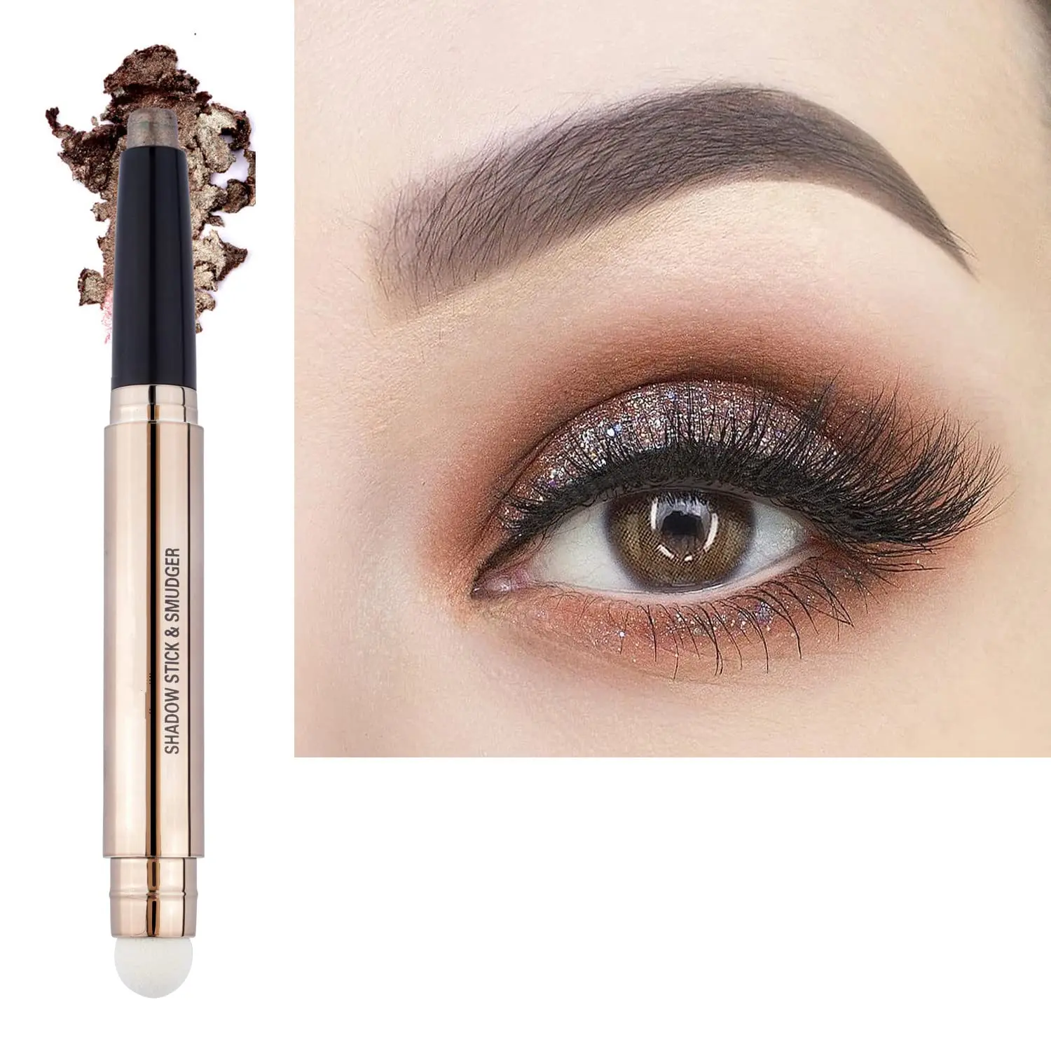 Black Eyeshadow StickCream Shimmer Smooth Glitter Eyeshadow Pencil, Hypoallergenic Waterproof Long Lasting, Blue Primer Single Liquid Matte Create Eyes Look
