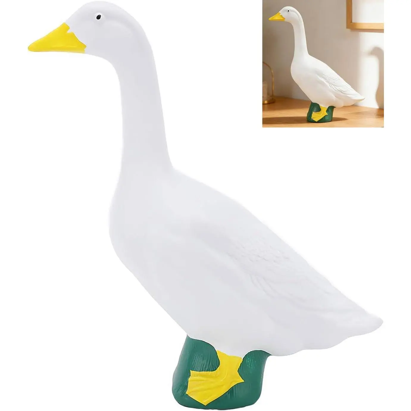 7in Desk Goose Statue,Small Goose Figurine for  Decor,Cute White  Goose Figurine Ornament for Office Table  Decoration,  for  and Family