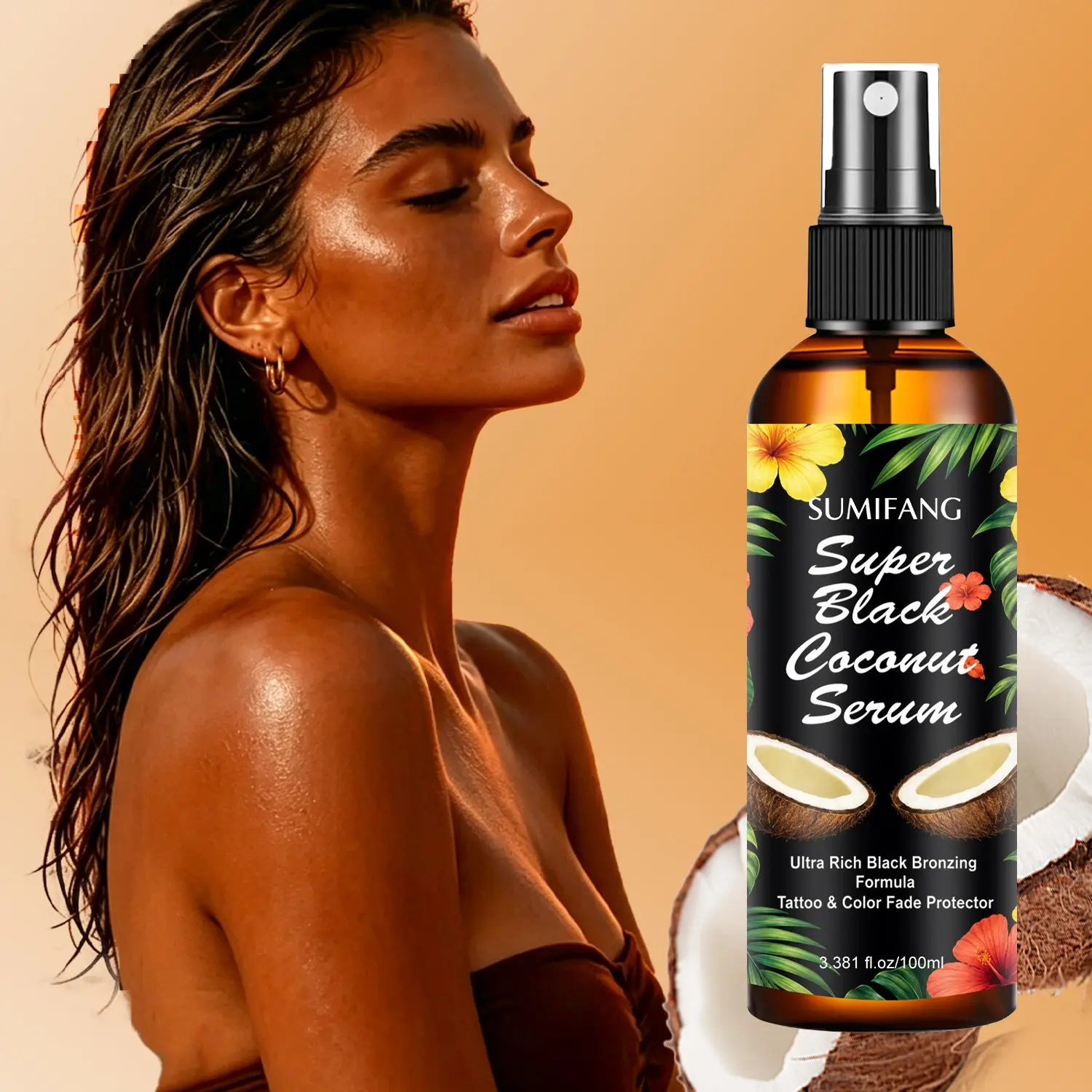 Coconut Bronzer Spray, Sunless Self Tanner, Glow Tanner, Sunless Tan, Ultra Moisturizing Bronze, Nourishes Skin, Quick Dry, Non-Sticky, Even Coverage, Waterproof, All Skin Types