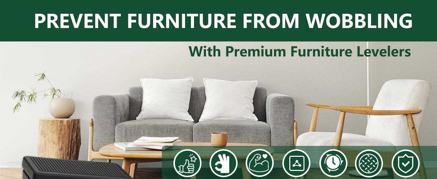 Furniture Levelers, Flexible Plastic Shims Furniture Leveling Wedge Shims Anti-Wobble Pad for Chair Table Couch Bed Toilet for Home Improvement (Black, 20 Pack)