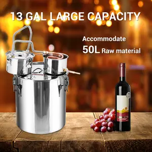 10 Gallon Stainless Steel Alcohol Distiller Kit for Home Brewing – Complete Set with Copper Coil Condenser, Water Pump, Thermometer, Thickened Bottom – Ideal for Whiskey, Brandy, Basic Oils, Wine-party gift