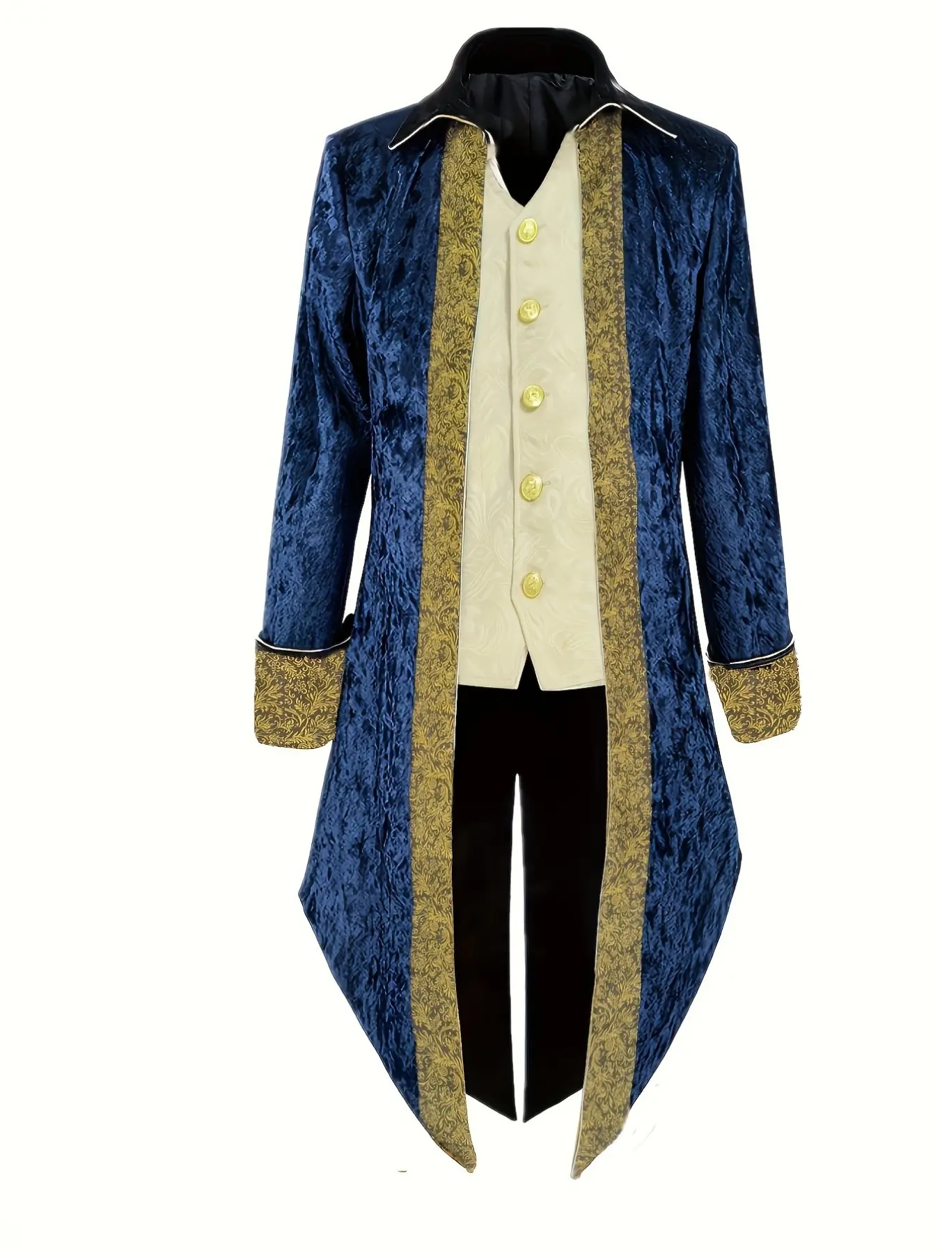Medieval Velvet Tailcoat Long Sleeve, Elegant Embroidered Court Gown, Men's Formal Wear, European and American Stage Performance Costume, Menswear