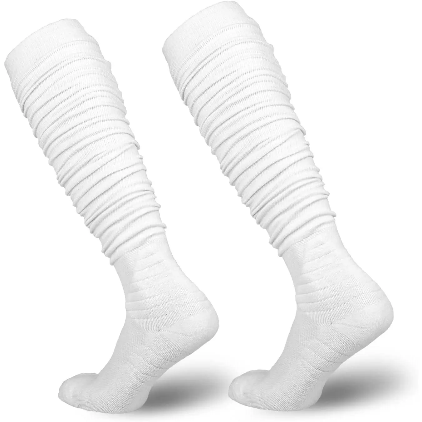YYXR Football Socks Non Slip Extra Long Football Socks Men White Soccer Socks Knee High Scrunchie Athletic Compression Socks