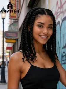 14-Inch Full Lace Braided Wig, Handcrafted Short Square Braid, Elegant Texture, Suitable for Daily Wear, Women's Hairpiece