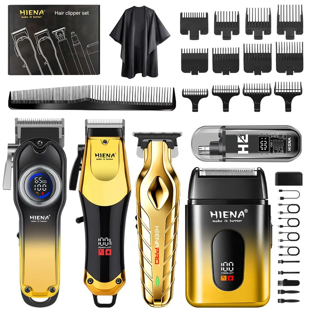 5-Piece Men‘s Professional Hair Clipper Set, Complete Grooming Kit with Wireless Trimmer and Electric Clipper for Precision Styling, Includes Storage Box for Neat and Convenient Organization