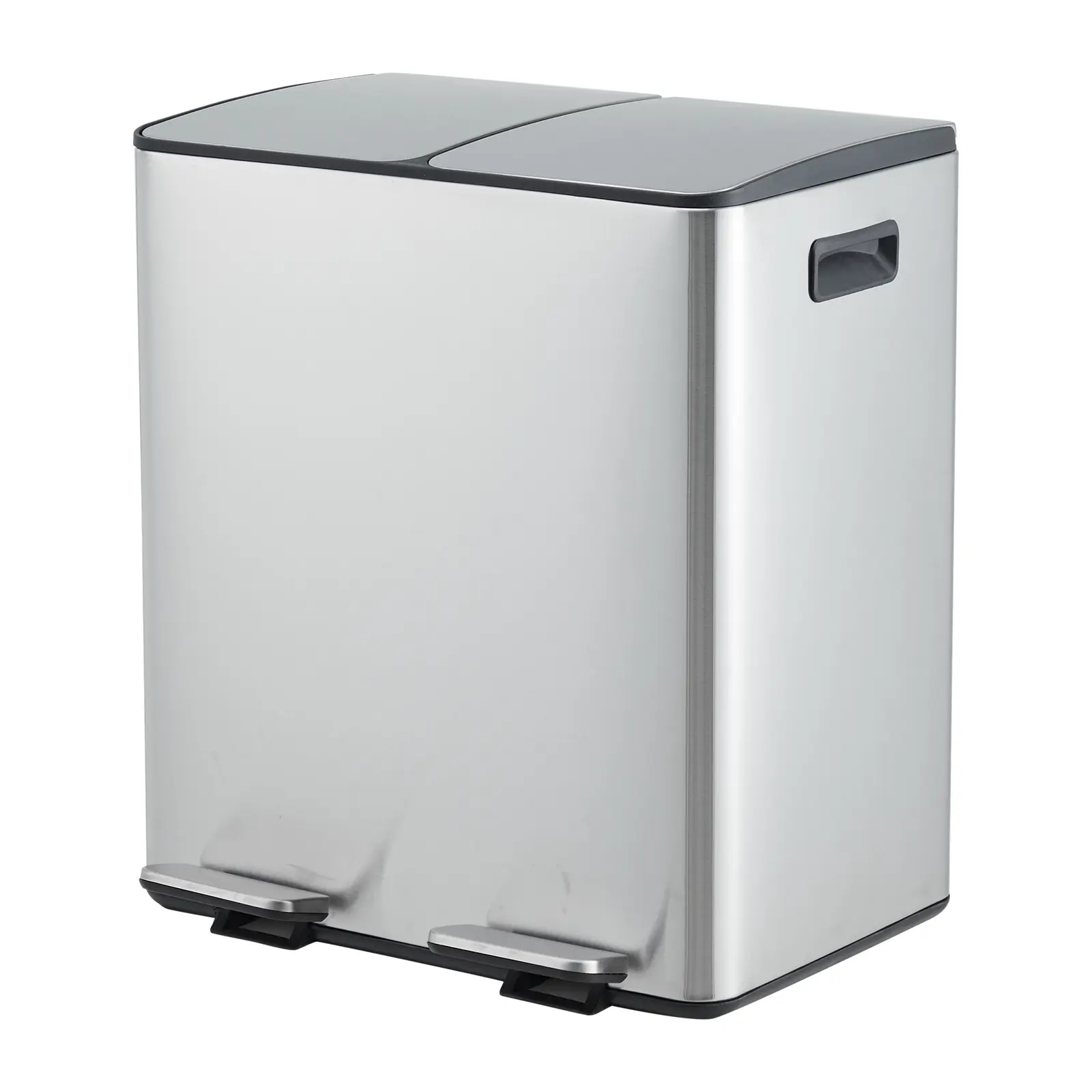 2 x 5.3 gal (2 x 20L) Stainless Steel Dual Compartment Step Trash Can with Soft-Close Lid,Recycling and Waste Bin Combo with Removable Inner Buckets, Smudge-Resistant Brushed