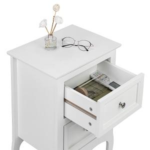 White Nightstand with 2 Drawers, Night Stands for Bedrooms, Small Bed Side Table/White Night Stand with Drawers for Small Spaces, College Dorm, Kids’ Room, Living Room, French, 16W x 12D x 24H