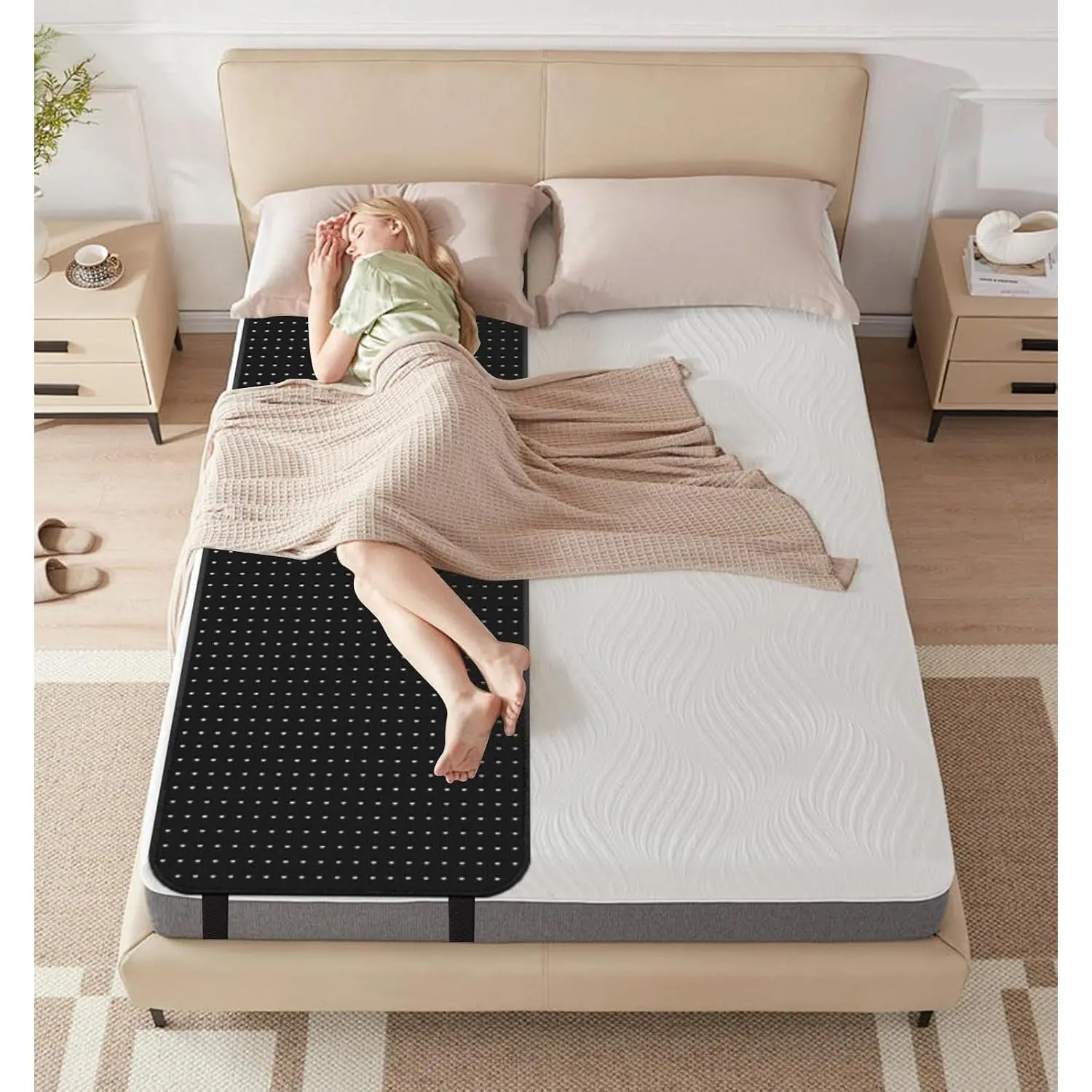 Queen Size Grounding Mat for Bed, Full Body Breathable Grounding Sheet with 15ft Cord for Better Sleep, Pain and Stress Relief (27x78in)