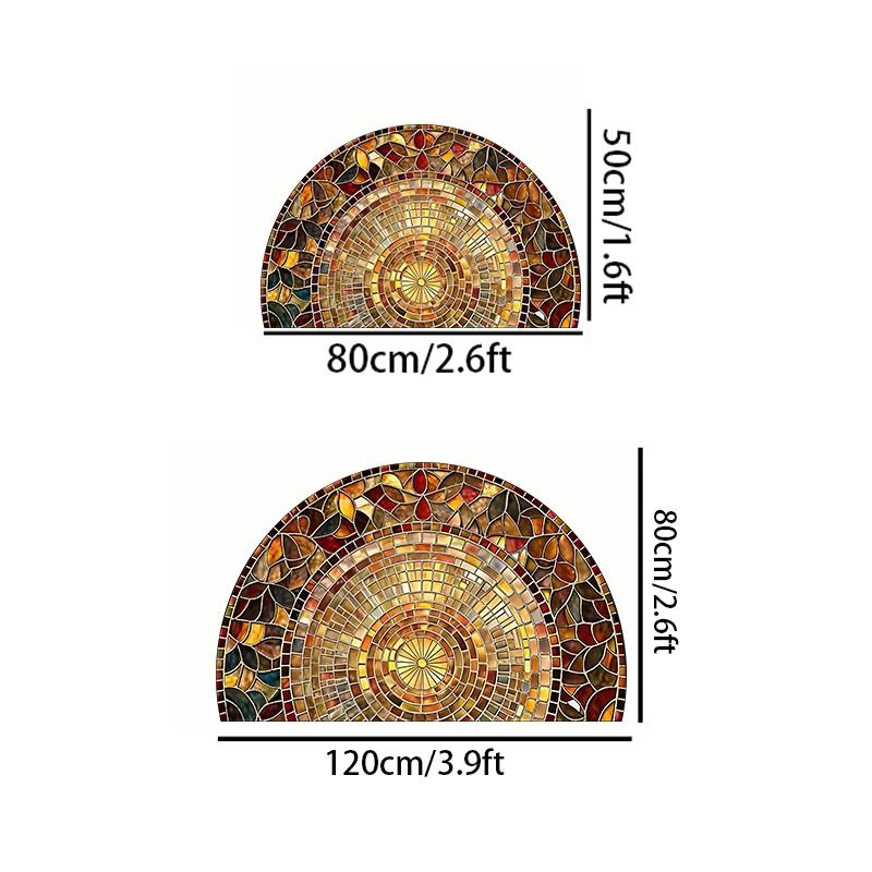 Vintage Half-Round Door Mat, Leaf Print Design, Soft Non-Slip Washable Rug, Home Decor Indoor Outdoor Entrance Carpet, Decorative Rugs