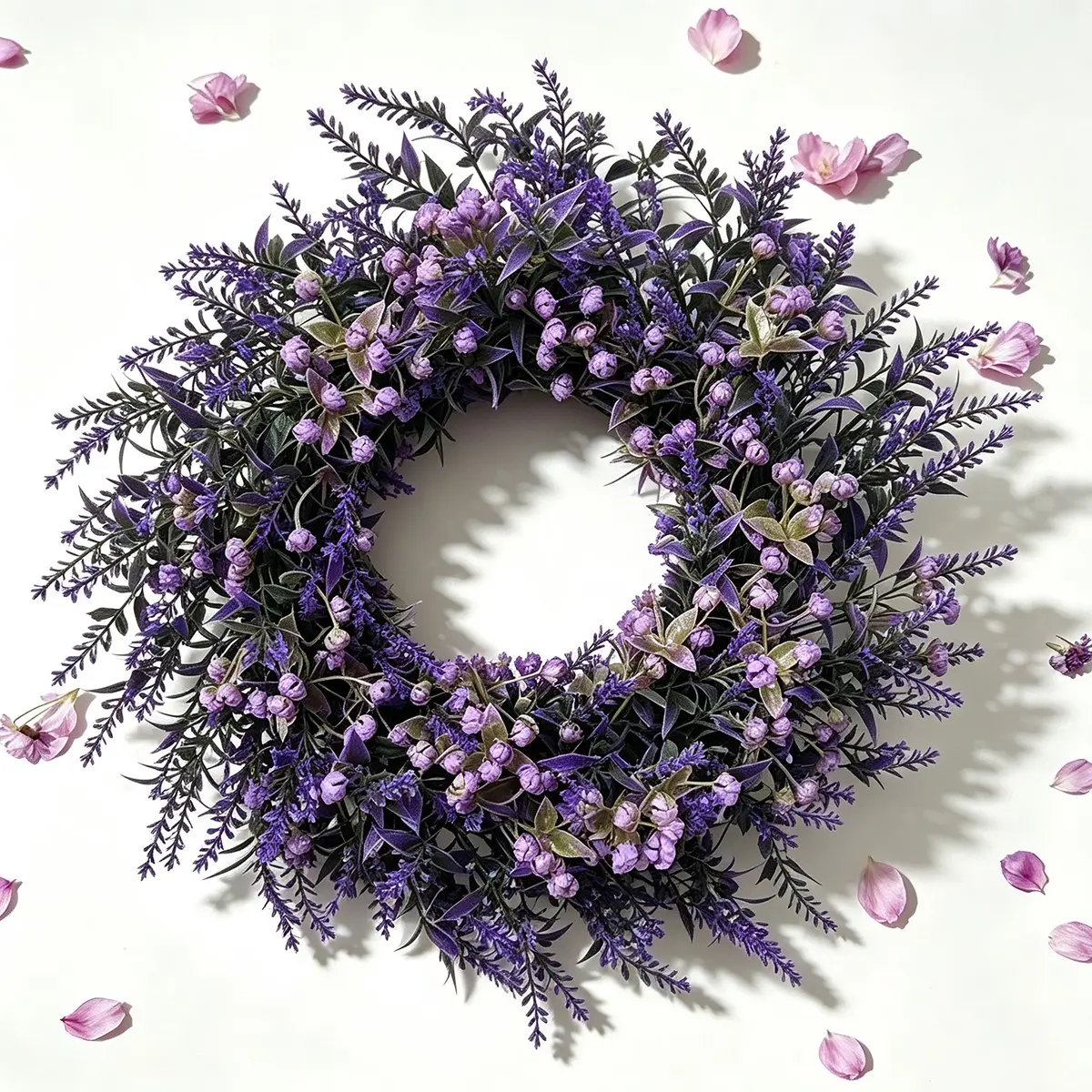 13.78 Inch Lavender Artificial Flower Wreath, Decorative Flower Wreath, Waterproof Sunscreen Fade-Resistant, Home Decor, Wedding, Garden, Gift