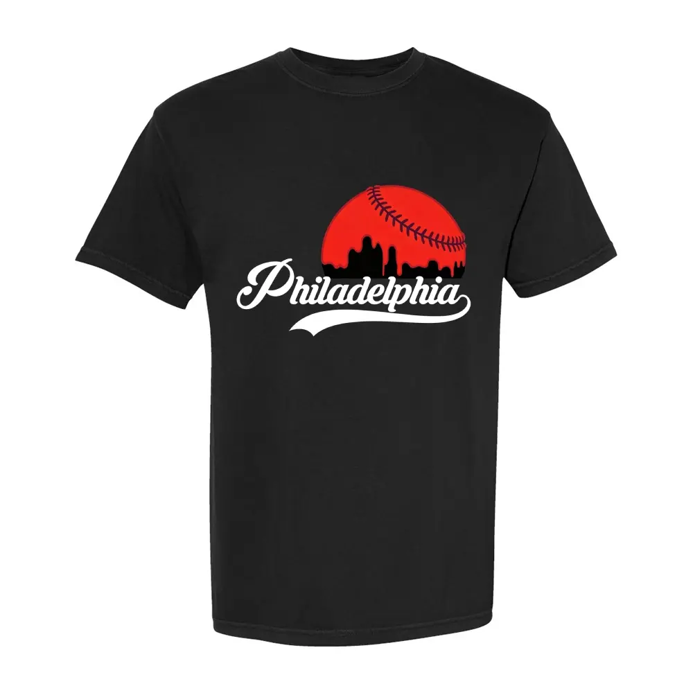 Men's Philadelphia Graphic T-Shirt, Cotton Short Sleeve Tee with Retro Baseball Graphic, Soft Breathable Casual Streetwear Top, Classic Crew Neck Shirt for Men, Perfect for Game Days, City Outfits, Weekend Wear and Everyday Casual Looks