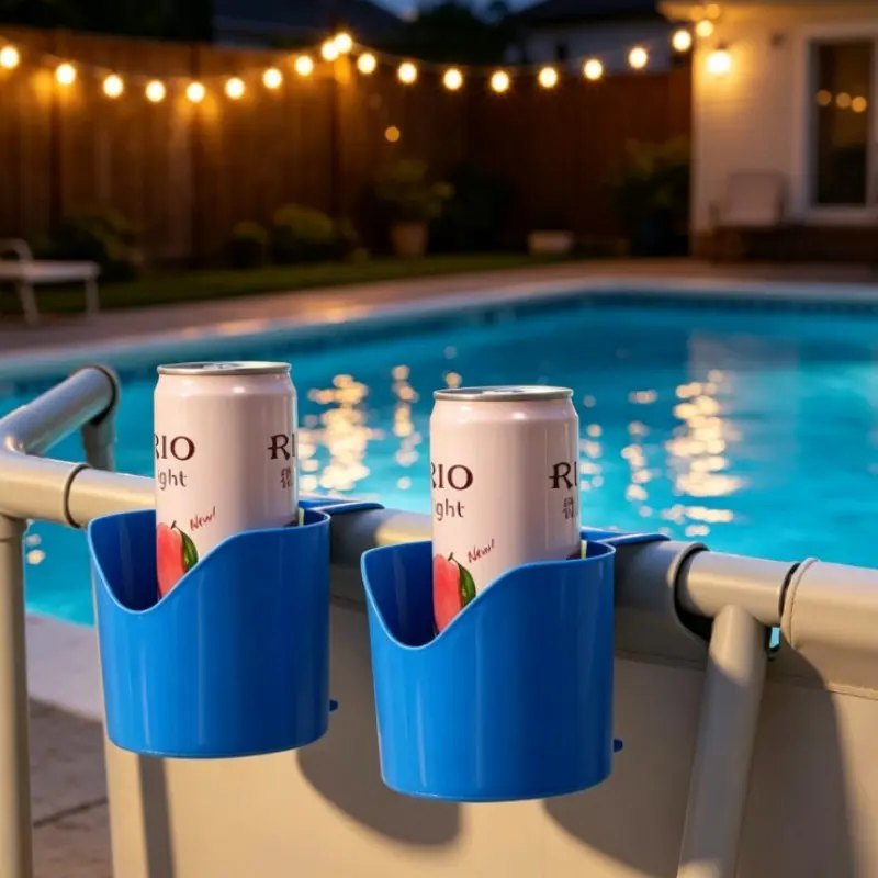 2-piece/set  Pool Cup Holder, No Drill Hanging Storage Rack for Outdoor Drink Beer Cup Convenience, Drink Holders