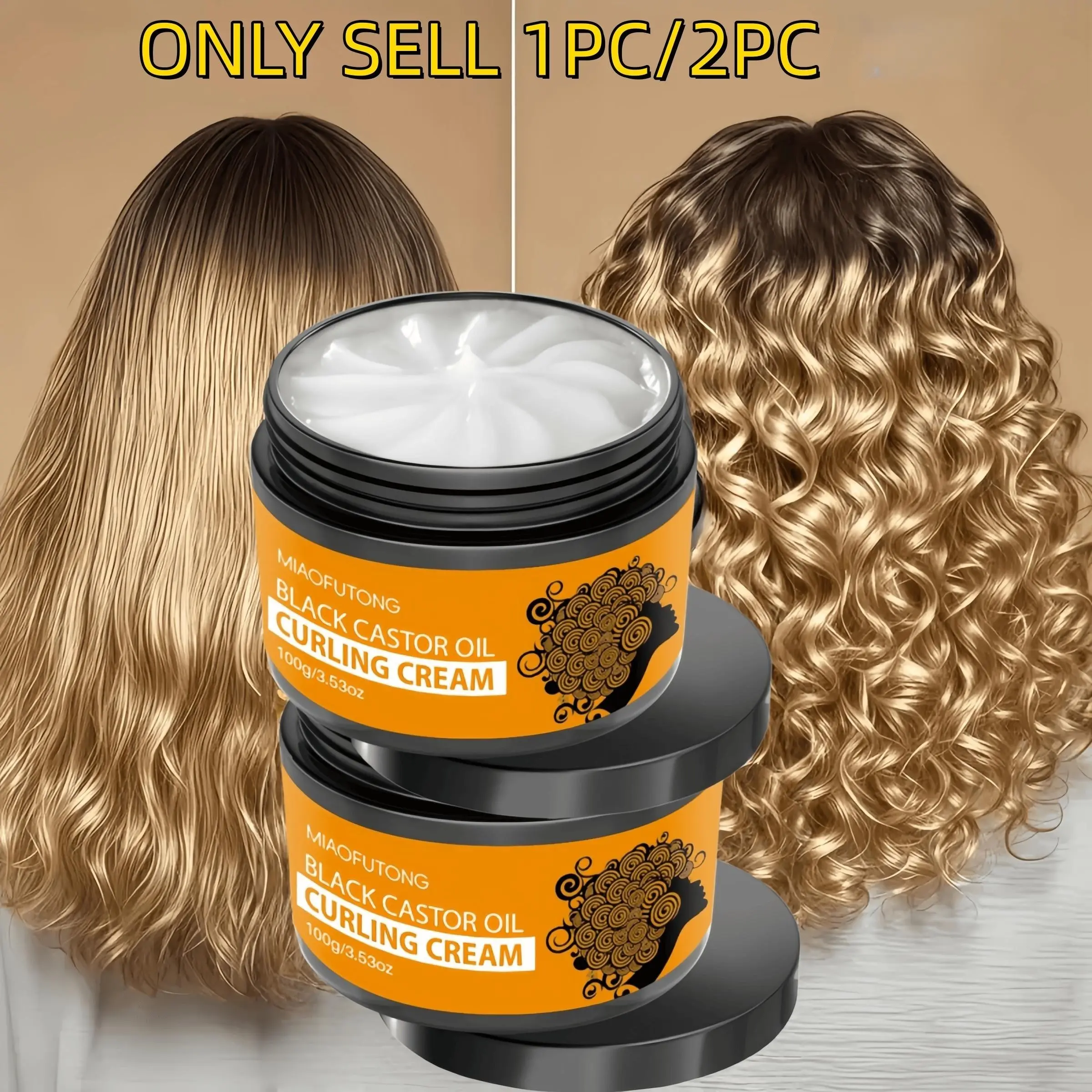 Black Castor Oil Curling Cream, Curl Defining Cream with Avocado Oil & Coconut Oil, Perfect Curls, Moisturizing Hair Gel for All Hairstyles, Anti-Frizz, Elasticity Boost, Unisex Use