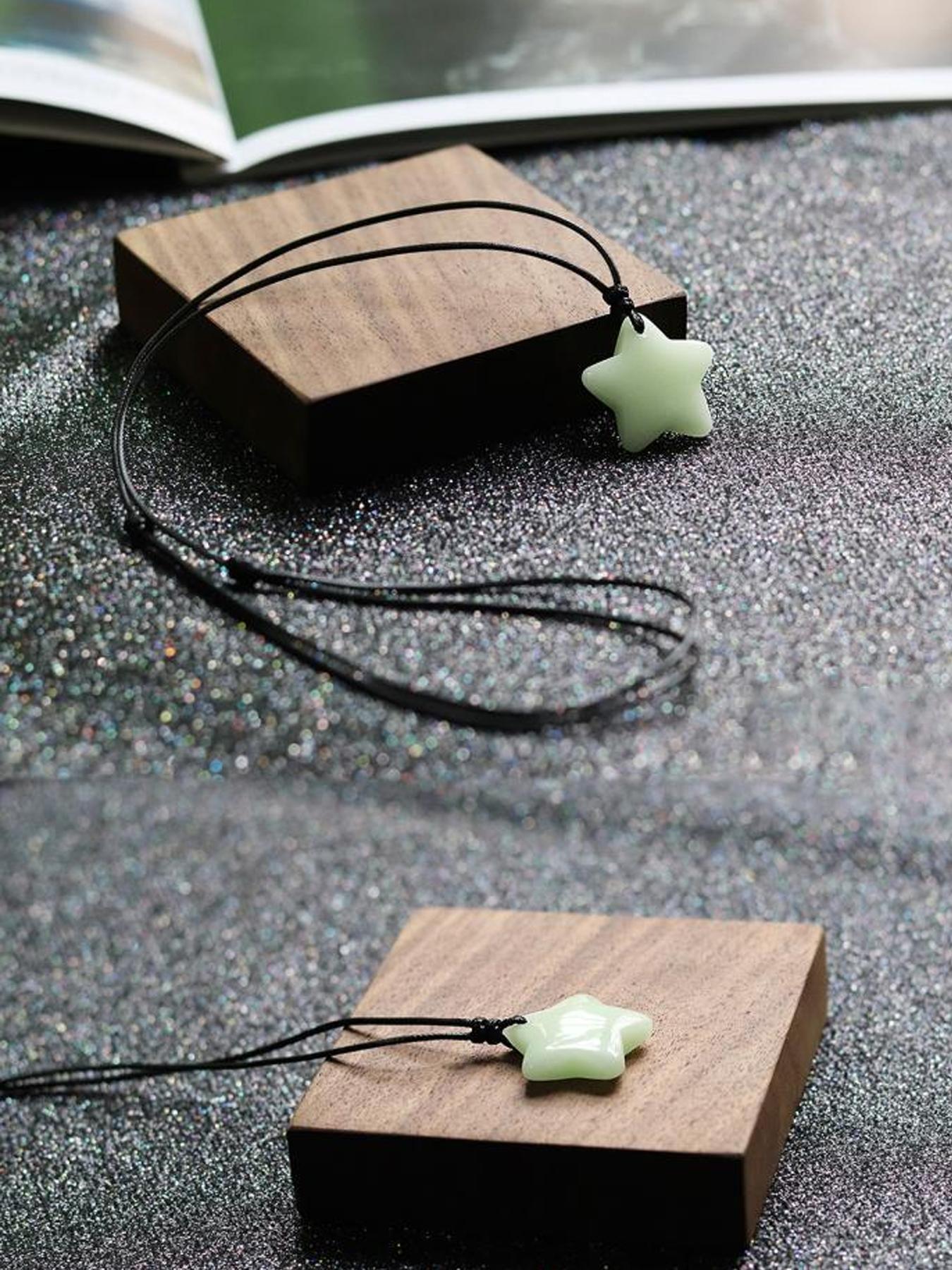 Cute Star Design Luminous Couple Necklace, Adjustable Necklace for Women & Men, Fashion Jewelry for Party, Daily Decor, Trendy All-match & Exquisite Jewelry for Birthday Gift