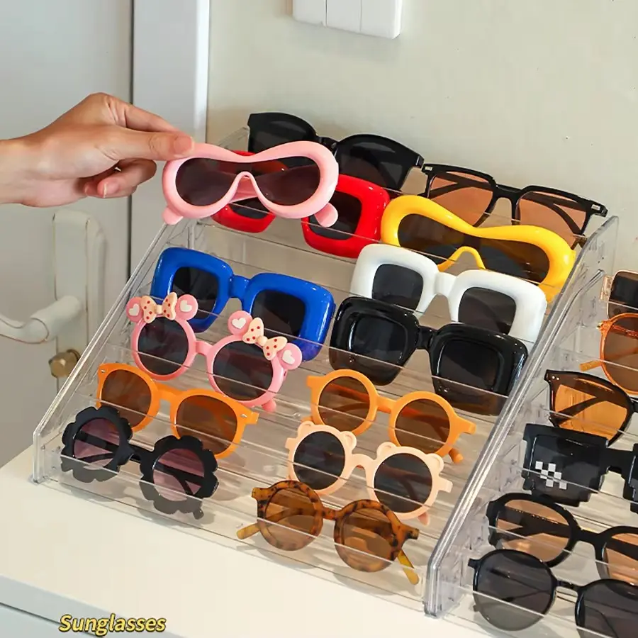 Multi-Layer Eyewear Display Rack, Progressive Lens Showcase Stand, Sun Glasses Organizer, Tiered Storage Shelf for Sunglasses