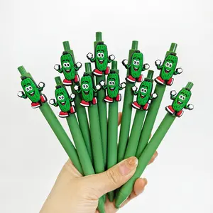 15/20/30pcs Fun 3D Pickle Character Retractable Ballpoint Pens, Cute Pickle Man Decorative Pens, Smooth Ink Writing Pens