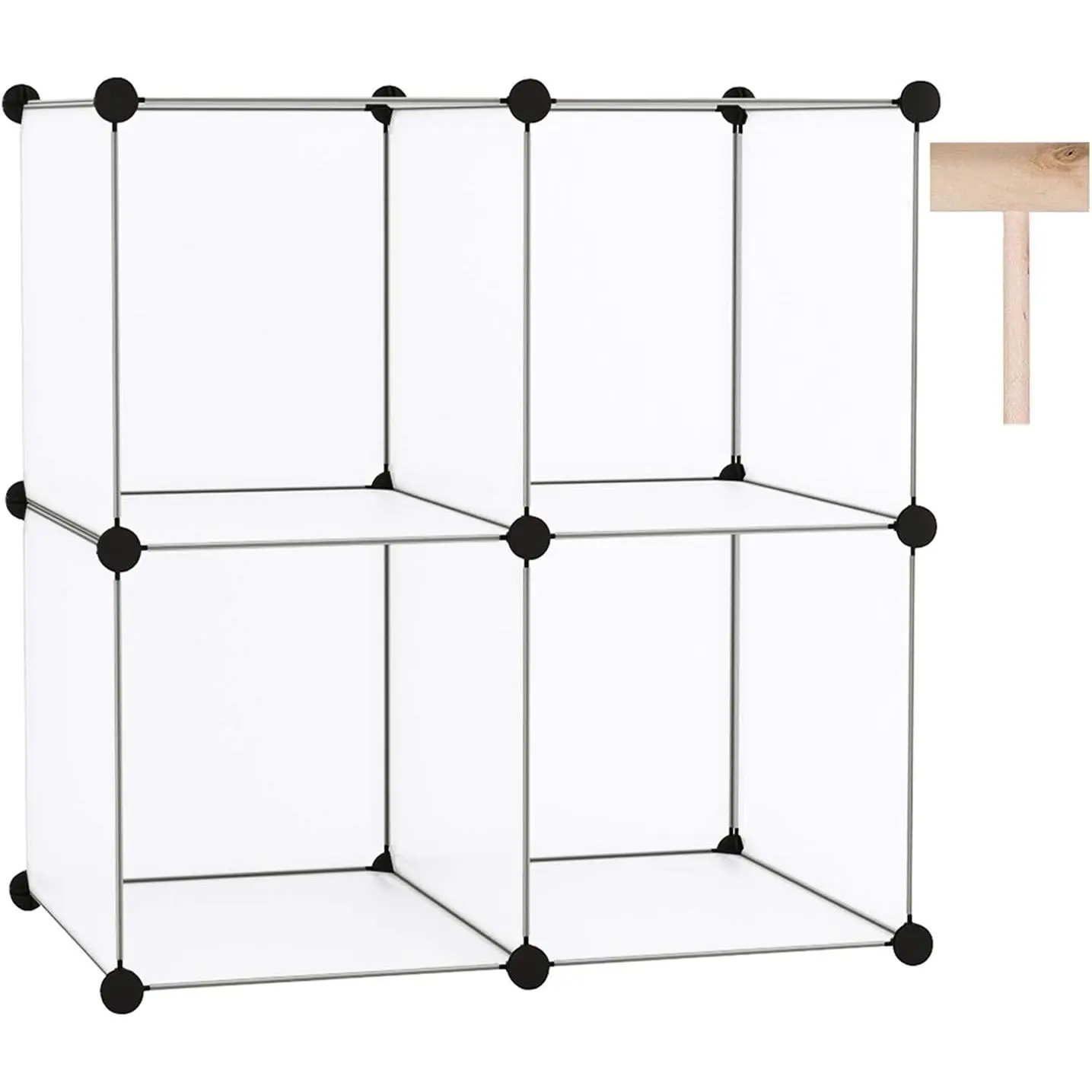 Plastic Cube Storage Organizer, 4-Cube Shelves Units, White | DIY Modular Bookshelf, Portable Closet Organizers and Storage Ideal for Bedroom, Office, 24.8" L x 12.4" W x 24.8" H