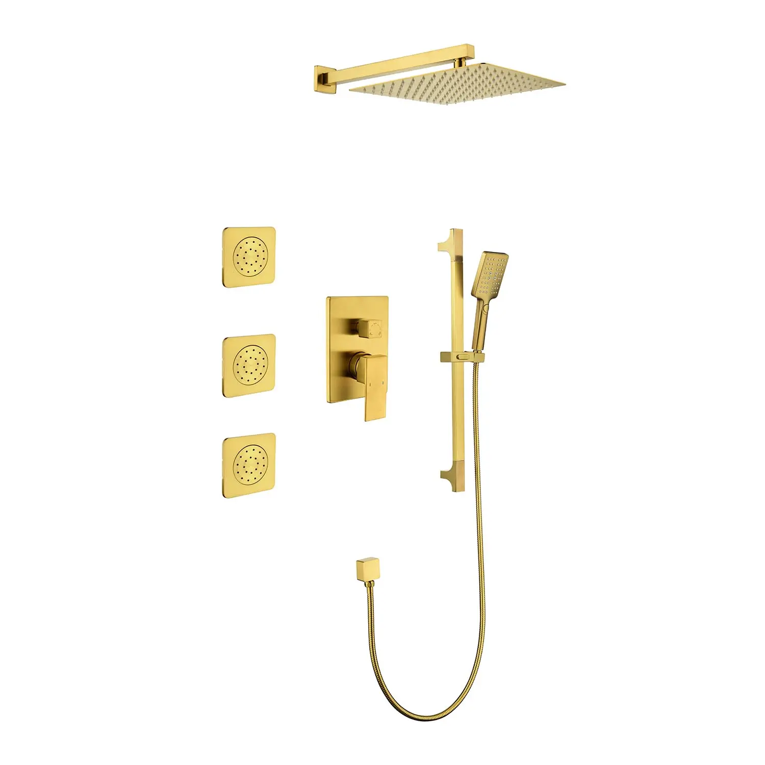 ARCH Complete Shower System with Rainfall Shower Head, Handheld Shower, Slide Bar, Body Sprays, Valve Trim, and Lever Handles, Multiple Finish Options for Master Bathroom Remodel and New Installation, Bathroom Shower Door for Bathtub, Shower Room