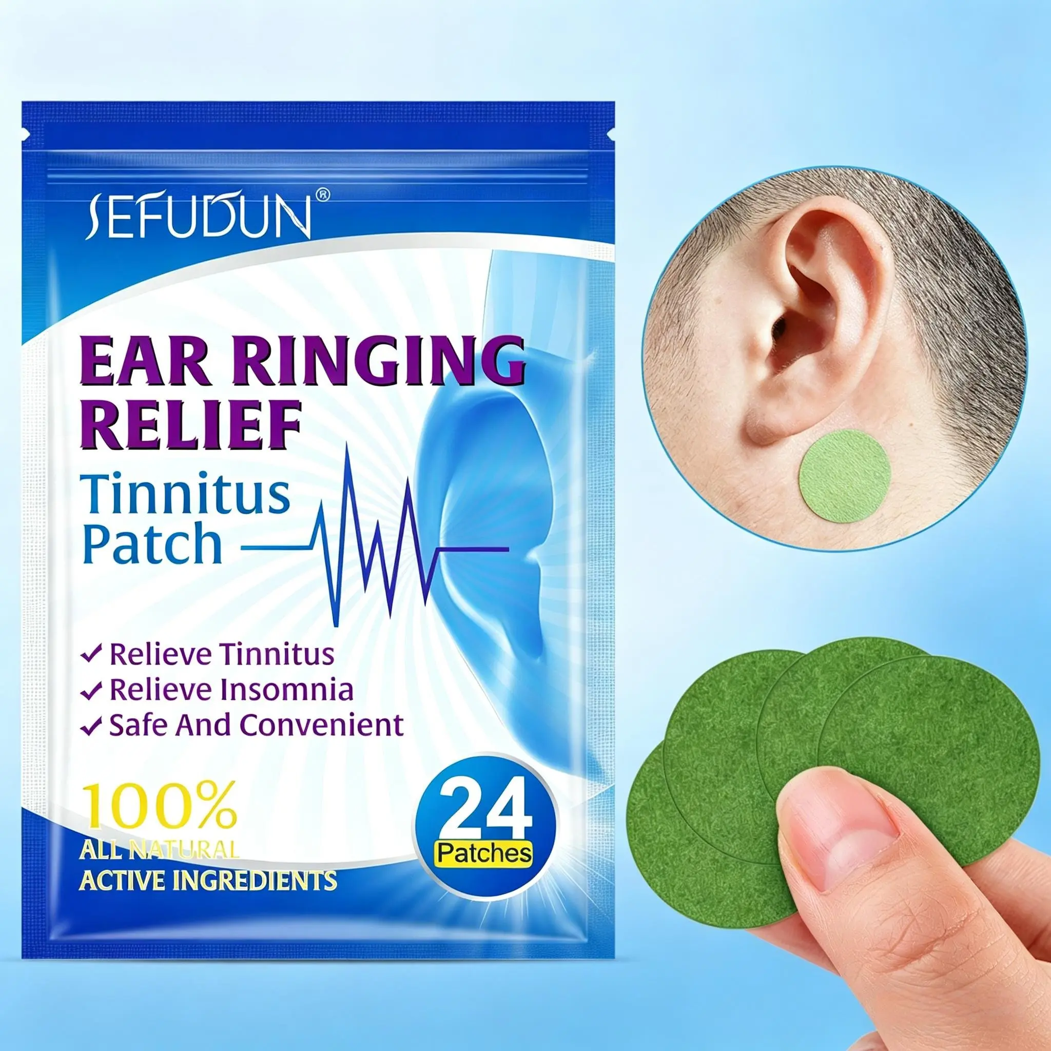 Sefudun Ear Care Patches 24 Pieces, Gentle Comfort, Relieves Ear Discomfort, Daily Maintenance, Soft and Safe for Everyday Use