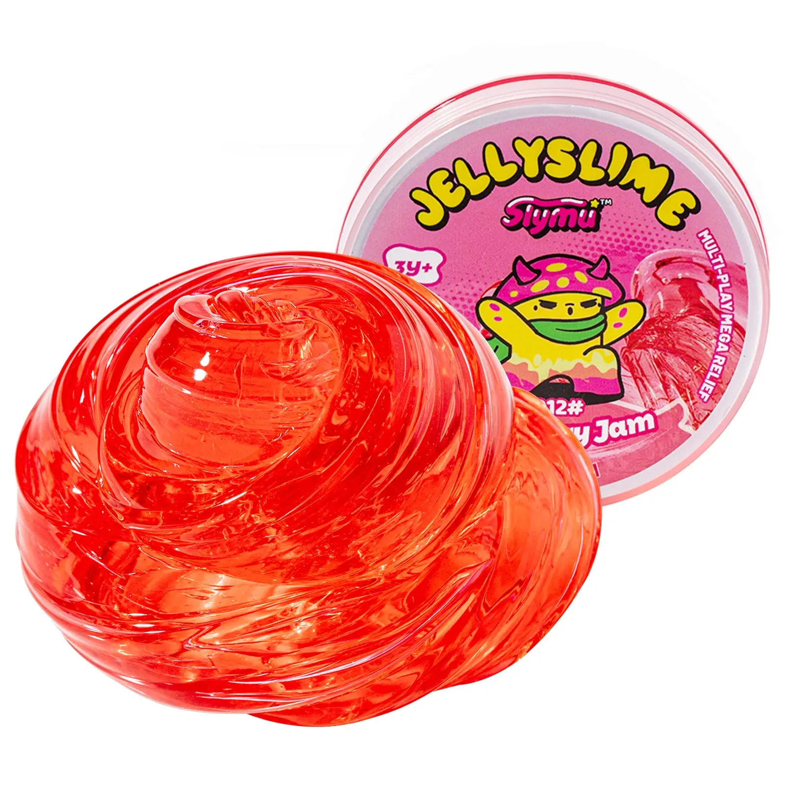 Slymu Jelly Slime Raspberry Jam - Clear, Red,  Unscented, Sensory Fidget Toys, Mellow Squishy, Squish, 4 oz, Stress Relief, ASMR, Crisp Texture, Party Favors for Kids, Birthday Gifts for Girls and Boys, Goodie Bag Stuffers