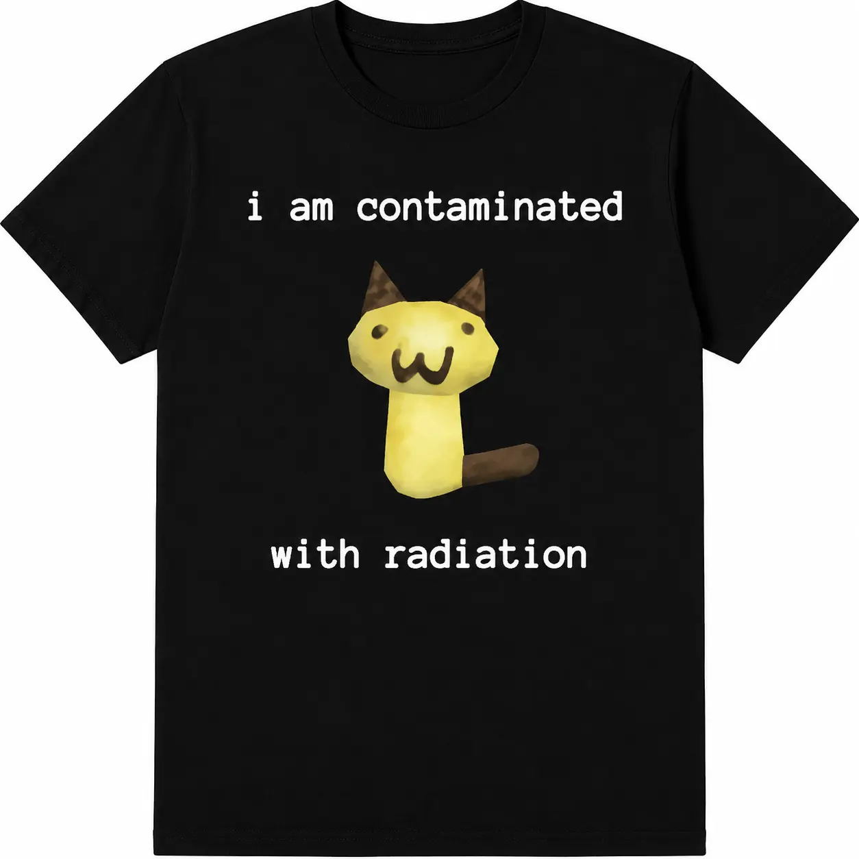 Radiation Cat Meme Graphic Tee, Funny Viral Humor T-Shirt for Men & Women, Casual Loose Shortsleeve 100% Cotton Streetwear with Round Neck, Oversized, Top, Menswear, Tshirt, Unisex, Baggy, Breathable, Graphic Print