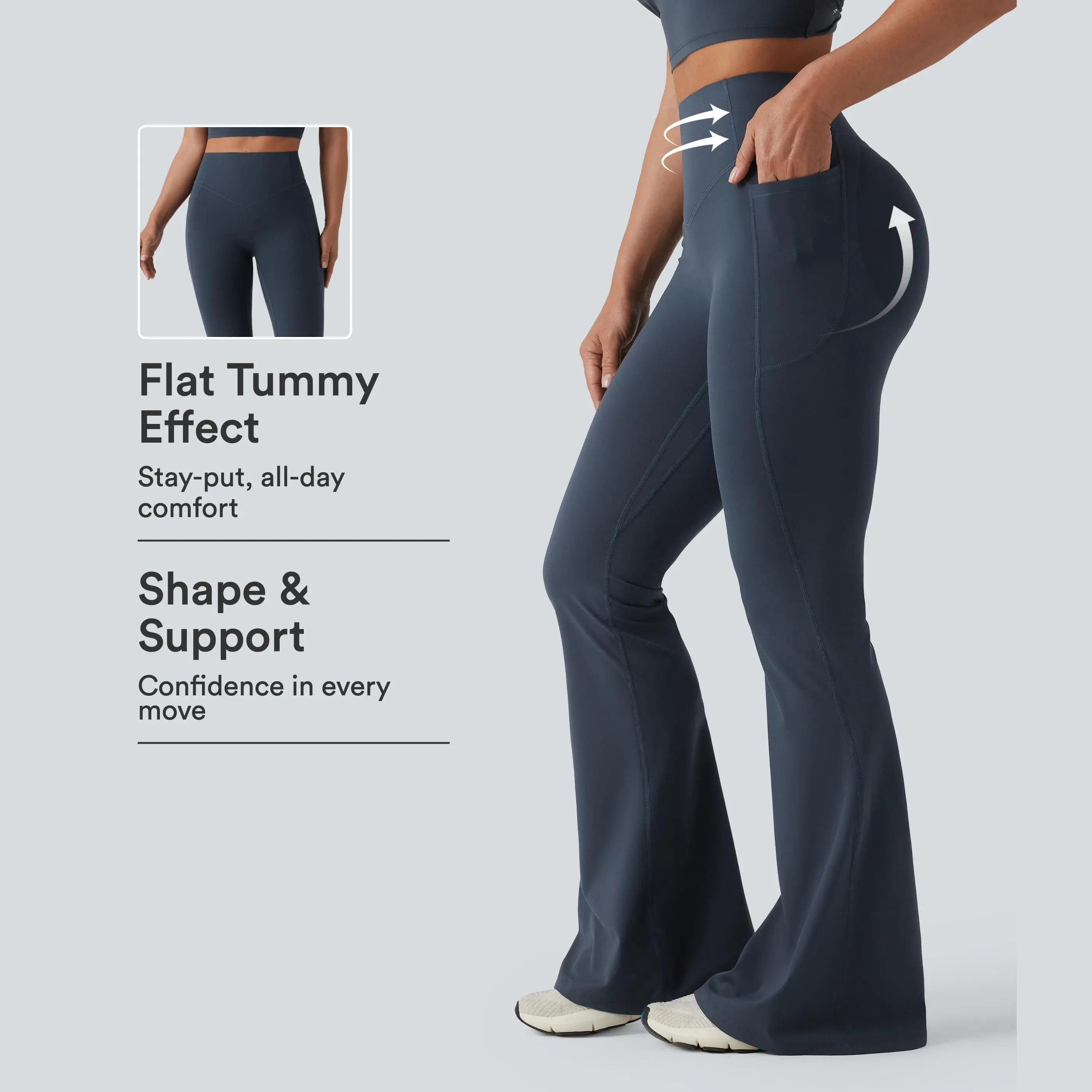 Halara UltraSculpt™ High Waisted Scrunch Butt Lifting Tummy Control Shaping Yoga Flare Leggings with Pockets