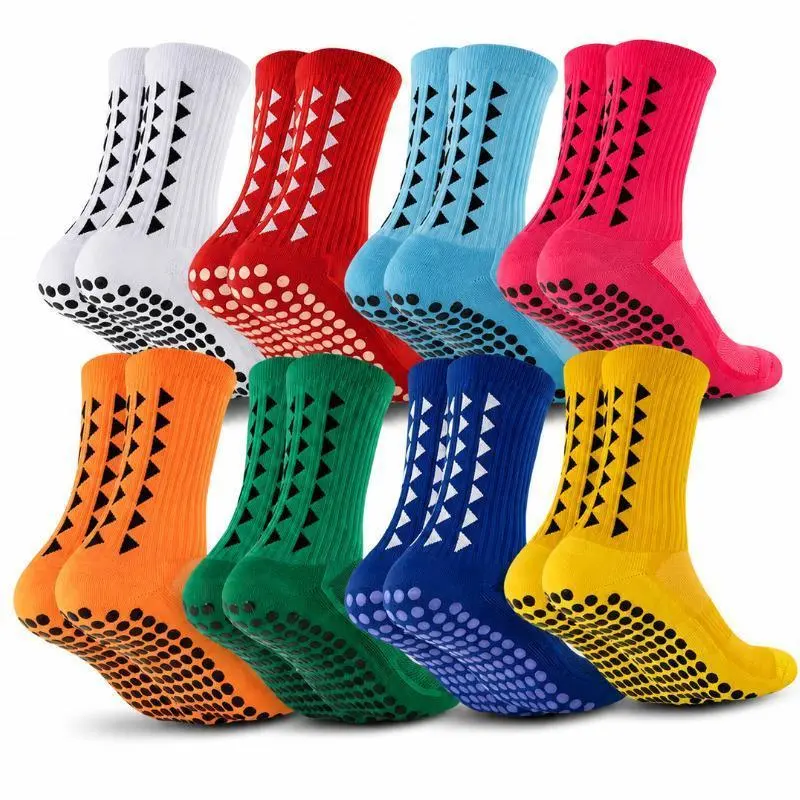 Male Grip Socks, Mid-Calf Soft Stretch Design for Football Fashion - Anti-Slip, Breathable & Cushioned for Running, 5/10 Pairs, 5 Pairs Of Mixed Colors, Adults, All Seasons, Basic, Anti-Slip Grip