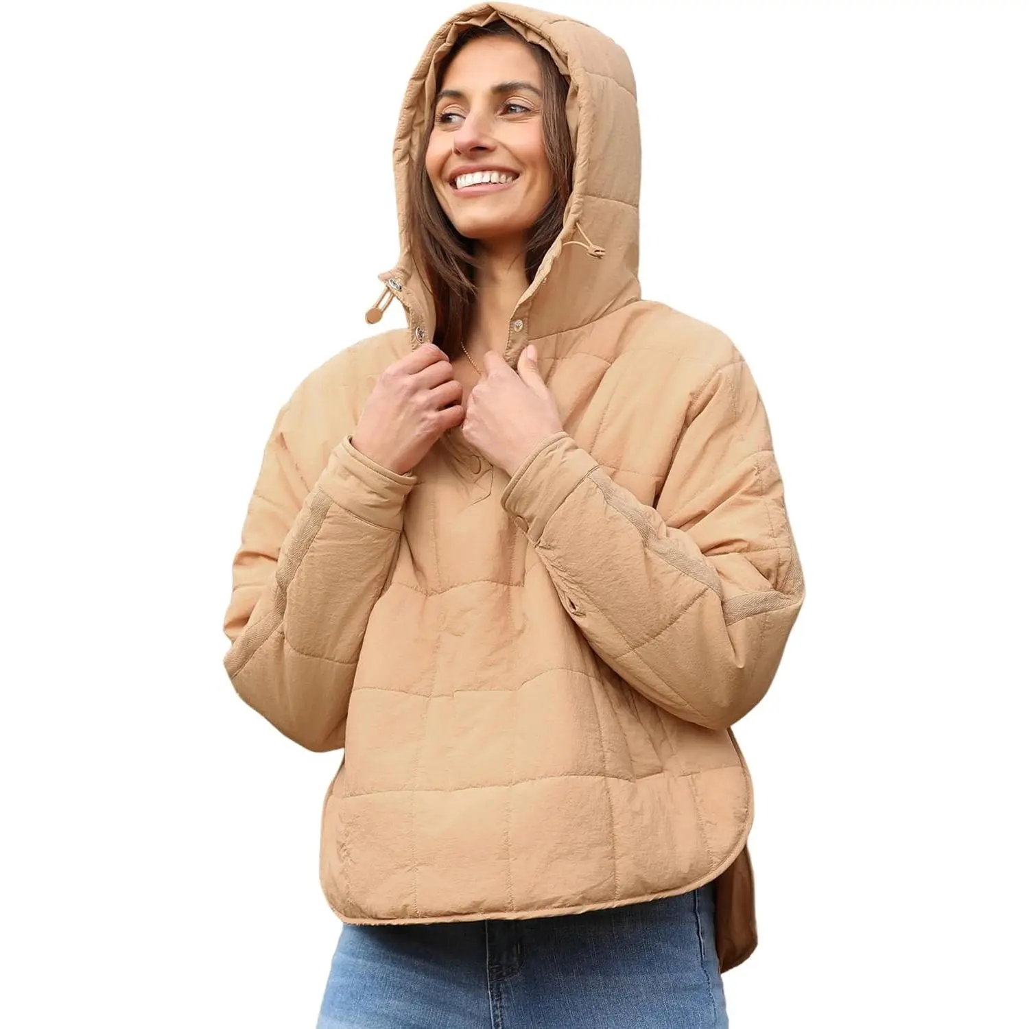 Women's Oversized Hooded Puffer Jacket Quilted Jackets for Women Lightweight Winter Warm Padded Hoodies Coat