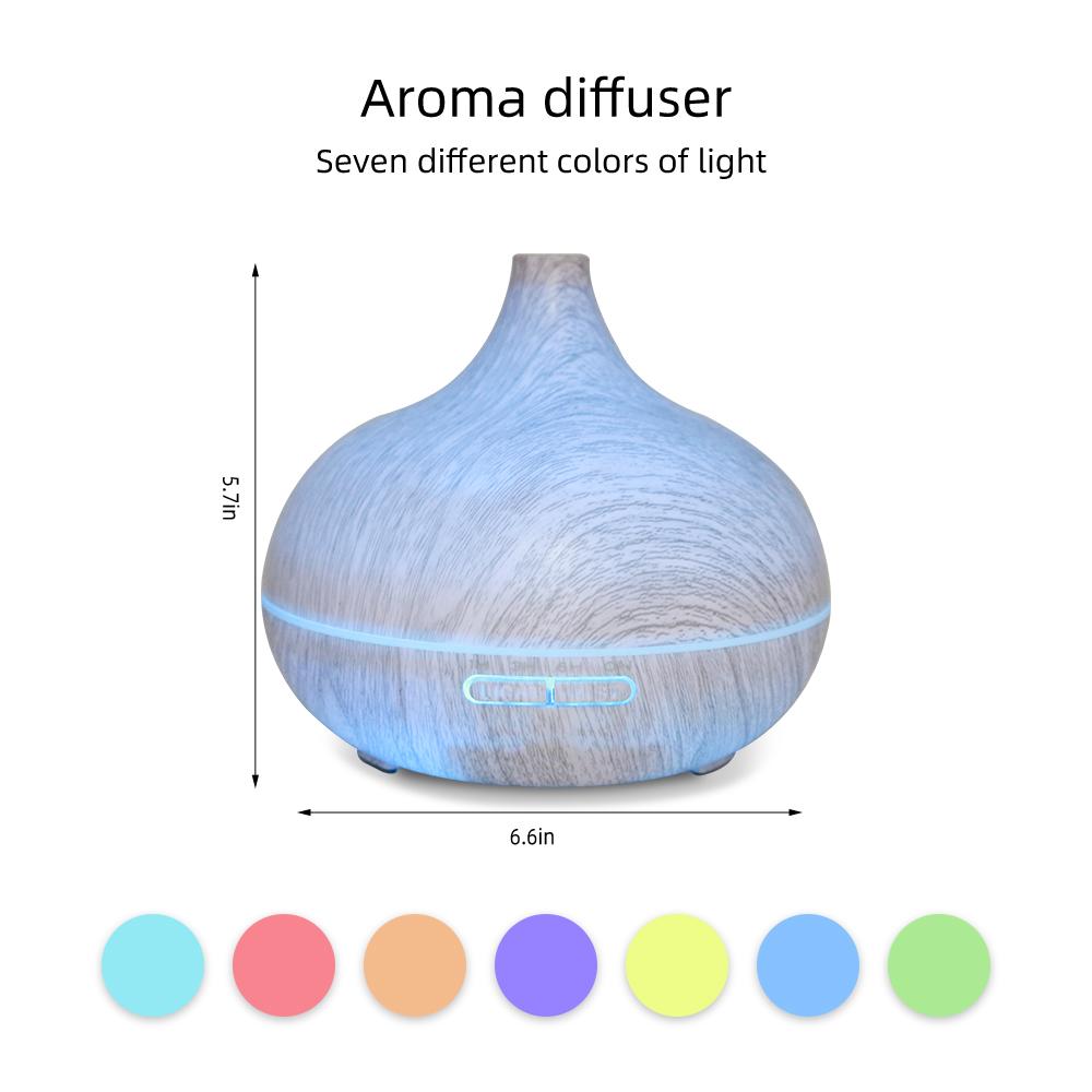 Wood Grain Essential Oil Diffuser  550ml, Remote Control, Ultrasonic & Whisper Quiet  with 6 Premium Oils