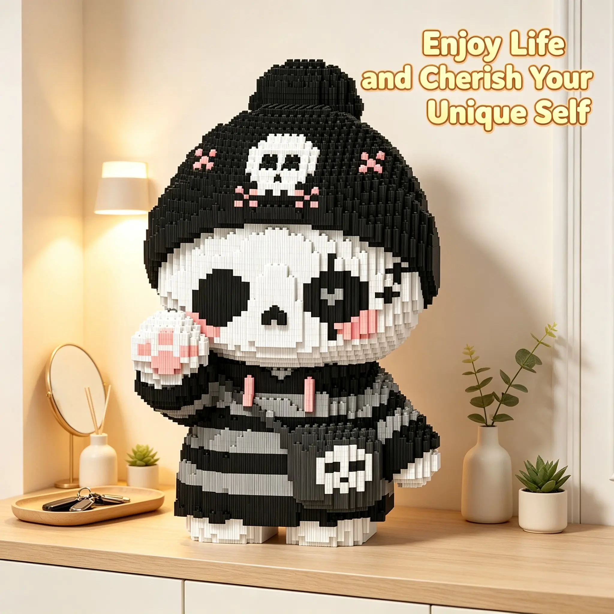 3D Puzzle Ornament, Halloween Skull Graffiti Panda, Home Office Decor, Party Decoration, Ideal Gift, Handmade Craft, Lightweight Statue