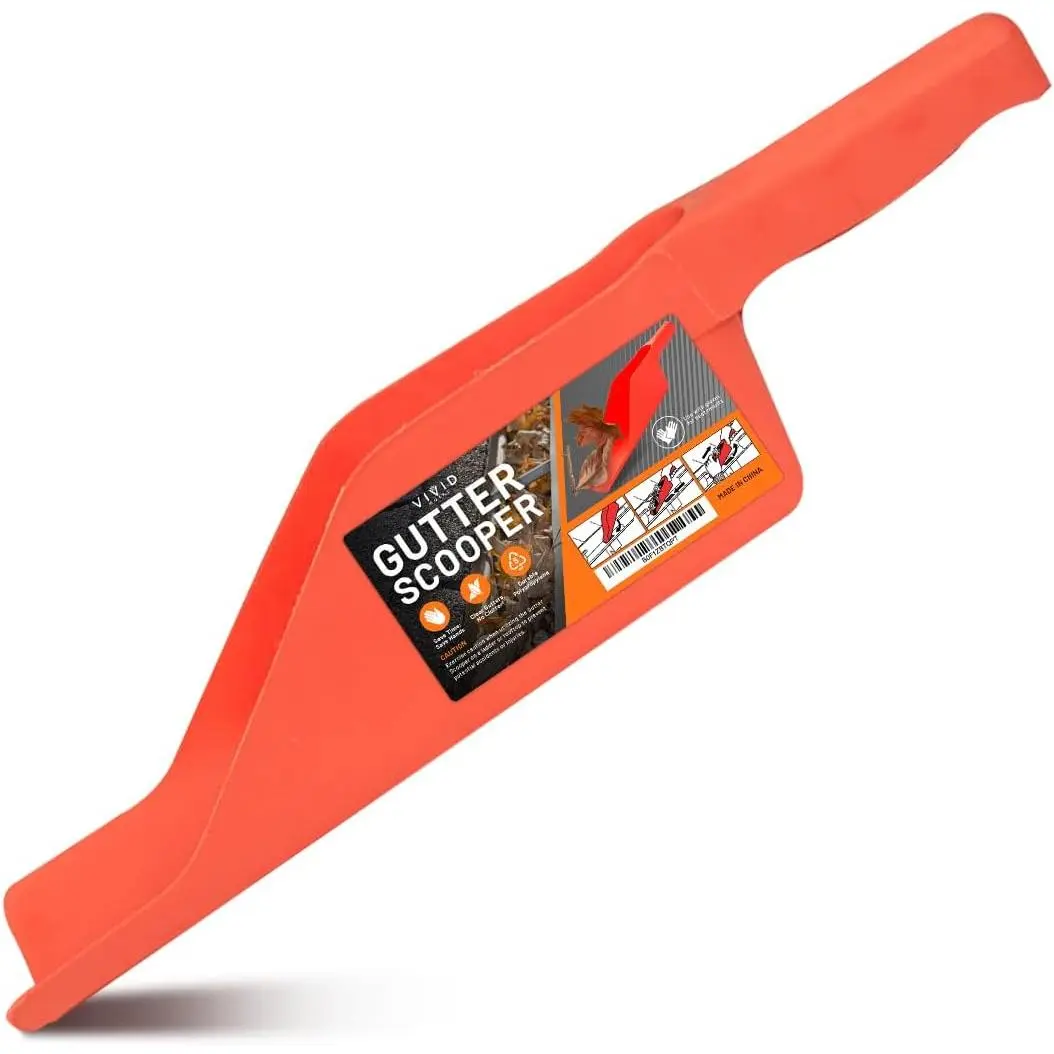 Gutter Scoop Cleaning Tools - Easy Removal of Leaves and Dirt - Deep Curved Gutter Scooper Shovel for Leaves & Debris, High- Polypropylene,  Handle, Fits  Rain Gutters