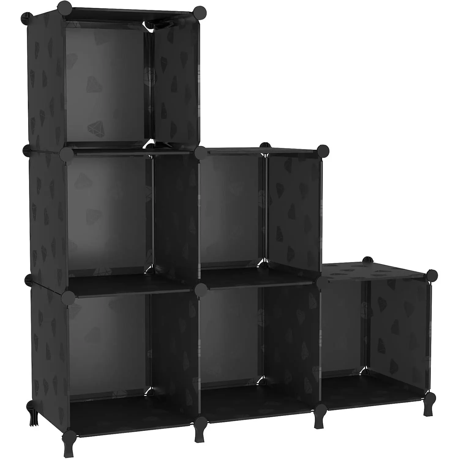 Cube Storage Organizer, 6 Cube Closet Organizer Storage Shelves, DIY Stackable Bookcase, Clothes Organizer Shelf for Closet, Bedroom, Living Room, Cabinet, Home, Office, Black