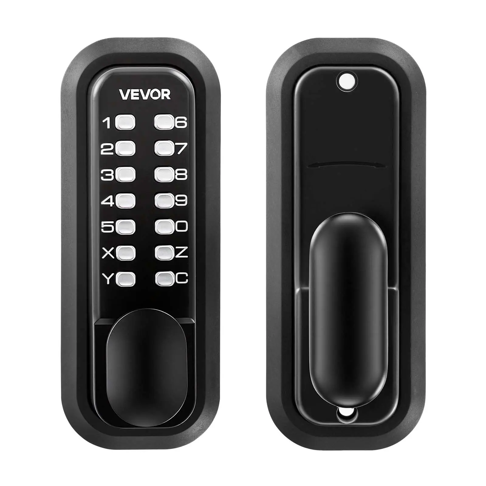 【DealsForYouDays】VEVOR Mechanical Keyless Entry Door Lock, 2.0 Code Upgrade, 4-7 Digits Code, Single-Sided Push Button Combination Mechanical Keypad Door Knob, Auto Locking, for Garden Gates, Indoor or Outdoor, Black