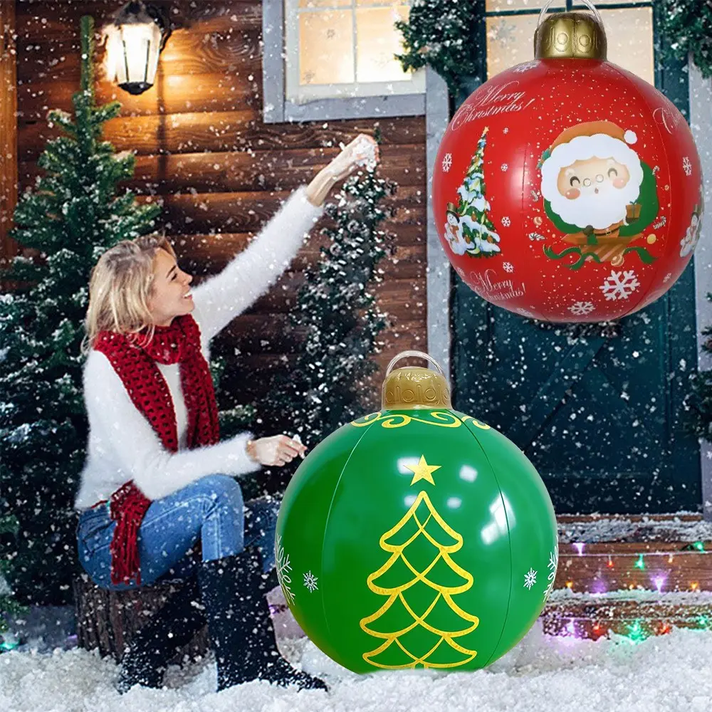 Inflatable Christmas Garden Decor Ball, Holiday Outdoor Party Atmosphere, Christmas Tree Ornament, Festive Inflatable Santa Claus Ball