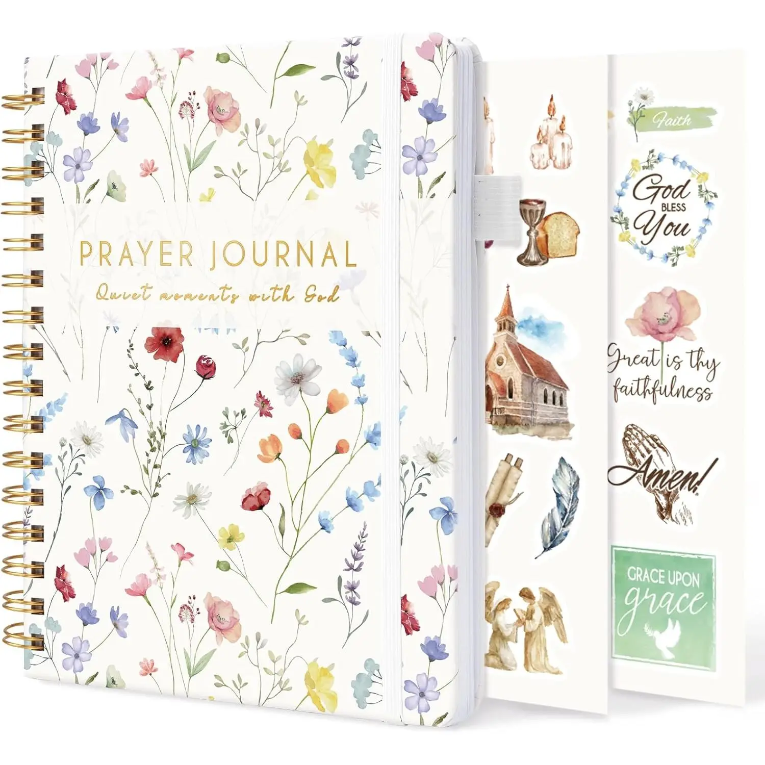Women's Prayer Journal - 12-Week Guided Devotional Planner with Scripture Verses, Devotional Aid, Christian Faith Notebook for Study & Note Taking, Office Stationery Birthday Gift, Guided Plan, Wildflowers