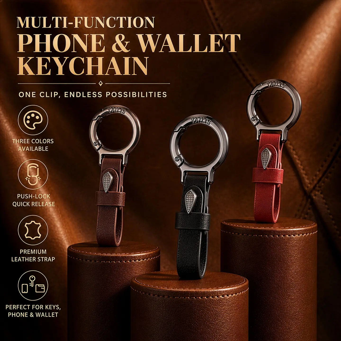 Car Keychain 2026 New Multi-Function Hook, Leather Belt Key Holder, Anti-Loss Key Rope, Fashionable Accessory for Daily Use, Zinc Alloy Keychain