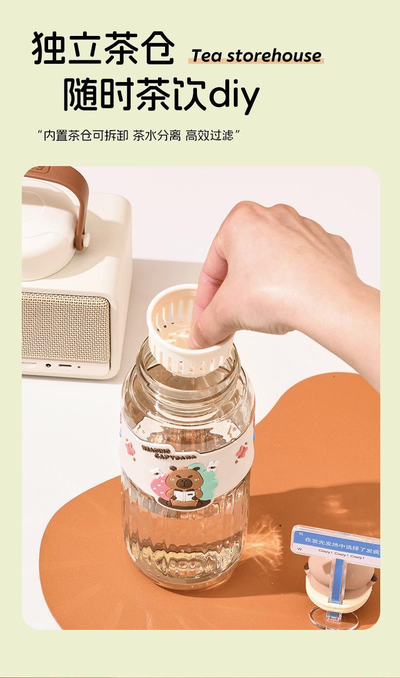 Cartoon Large Capacity Children'S Capybara Water Cup Sports Straw Double Drink Kids Kawaii Water Bottle Juice Cup Gift