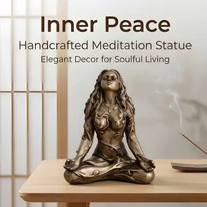 Resin Earth Mother Gaia Goddess Yoga Meditation Statue, Bronze Color Natural Vine Figure, Decorative Sculptures, Decor Figurine, Zen Meditation Space Decor, Decoration Items, Statue Figurines