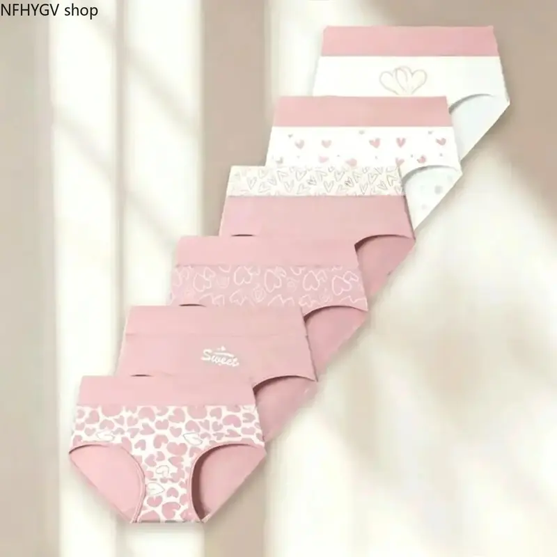 Women’s 6-Pack Printed Cotton Panties, High-Waist Briefs With Gentle Tummy Control, Ultra Soft Breathable Fabric Ladies Underwear, Versatile Daily Bottoms For Everyday Casual Outfits And Postpartum Recovery Wear