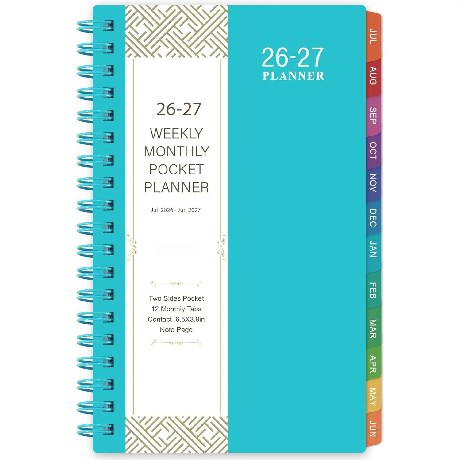 2026-2027 Calendars Planners - Weekly Planner Notepad, Monthly Pocket Organizer with Pockets, 6.8"x4.1" Black Hard Cover, Wire Binding, Jul.2026-Jun.2027 Purse Accessory