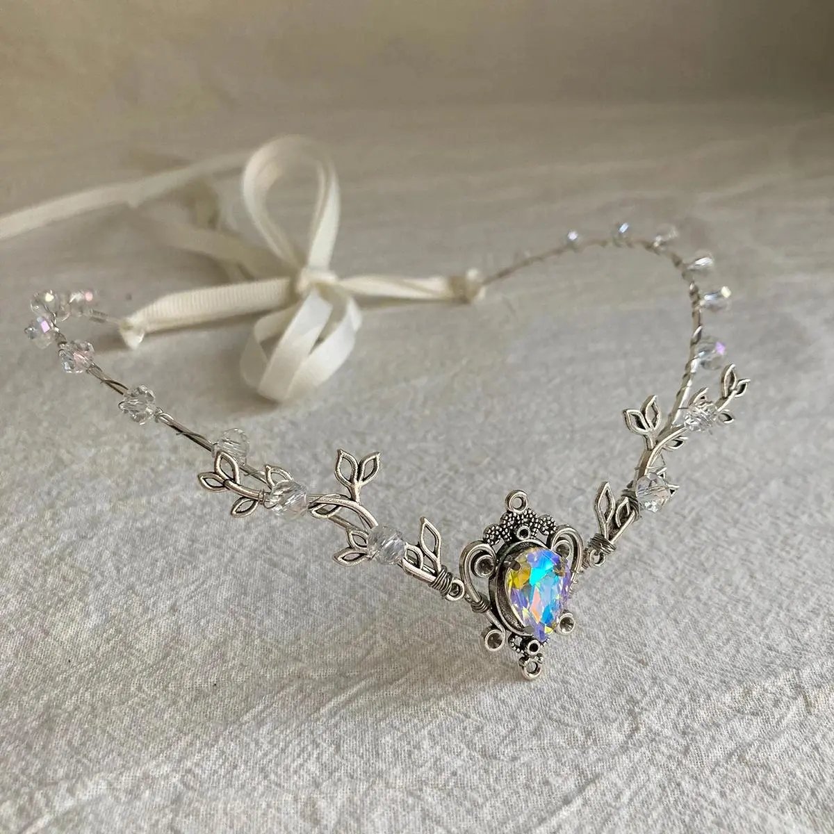 Bridal Headpiece Woodland elf tiara elven headpiece fairy crown elventiara elven crown circlet wedding crown