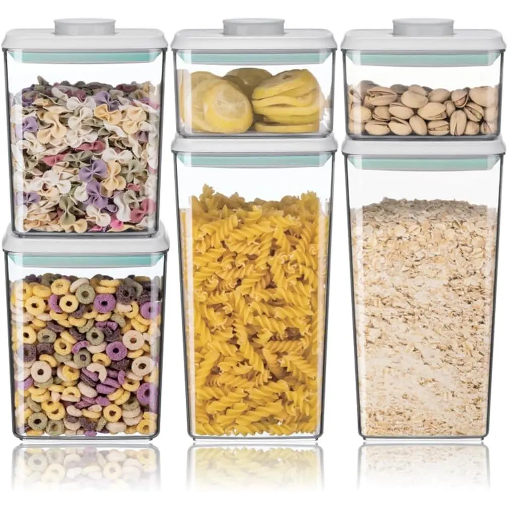 Airtight Food Storage Container Sets with Lids 6Pcs Pop Containers for Kitchen Pantry Organization BPA-Free Stackable Kitchen Storage Containers for Cereal Flour Sugar (0.5, 1.2, 1.8qt)*2