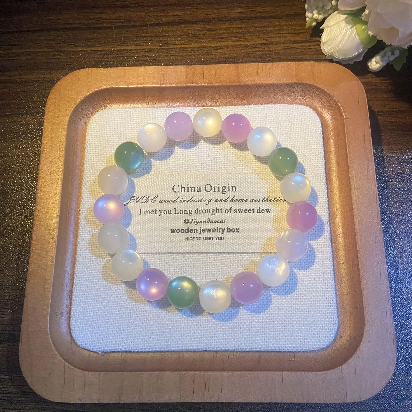 [Rainbow Rose] UV Light Color-Changing Bracelet for Women, Colorful Dopamine 5 New Beaded Bracelet
