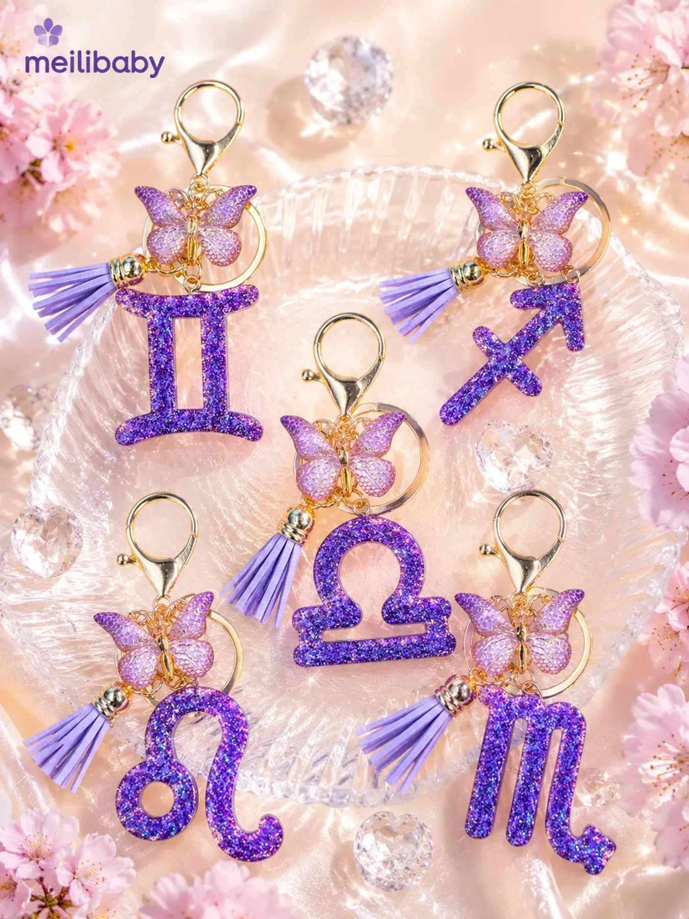 Acrylic Zodiac Keychain for Women, Astrology Fortune God Charm Gift, Keychain Charms, Casual Plain Style, No Choking Hazard Warning