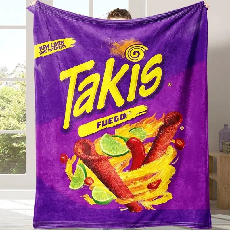 Takis Fuego Flannel Throw Blanket, 1 Count Soft Winter Blanket, Warm Nap Blanket for Home Office, Travel & Camping, Flannel Blankets, Food Themed Blanket, Thickened Flannel Blanket, Soft Cozy Blanket, Soft Comfy Blanket, Soft Throws Blanket