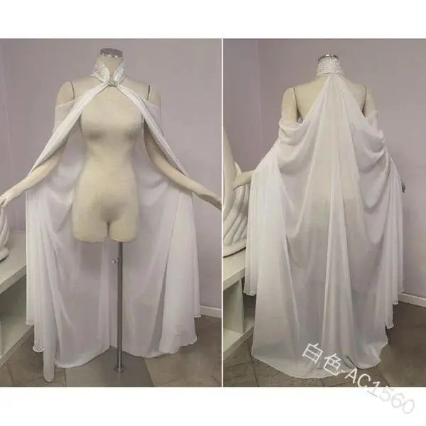 Halloween Costume Women Shawl Cape Cloak Medieval Neck Cape Shawl Cosplay Princess Witch Bride Party Chiffon Light Coat Robe