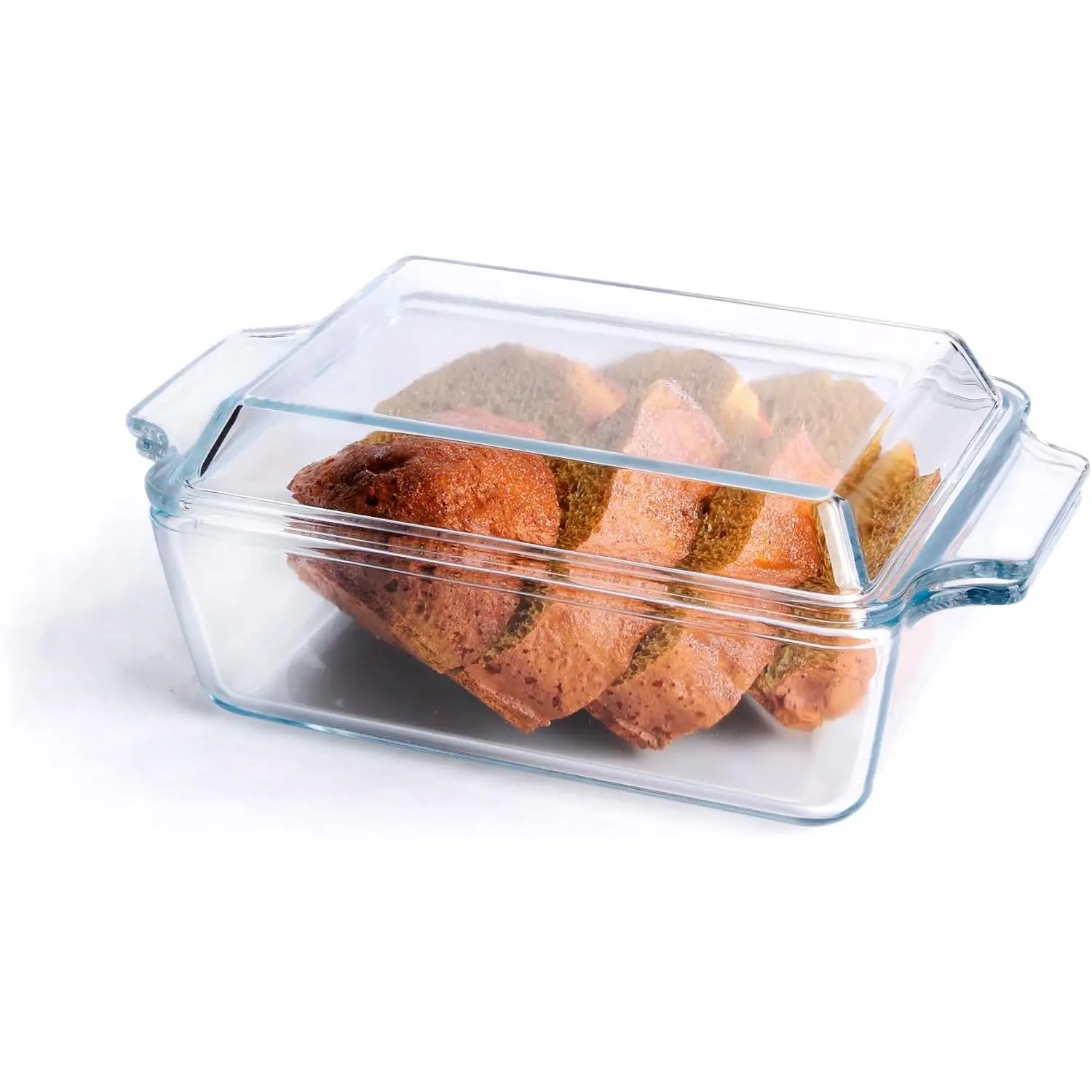 1 Liter Rectangular Tempered Glass Casserole Baking Dish with Glass Cover, Safe for Oven, Freezer and Dishwasher